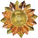 Real Craft Handcrafted Lotus Style Diya in Brass and Copper - Home Decor Brass Table Diya  (Height: 2 inch)