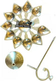 amishi blissful decor Dasmukhi Arti Diya,Aarti Standten Face Cutting Diya Deepak Brass Table Diya  (Height: 3 inch)