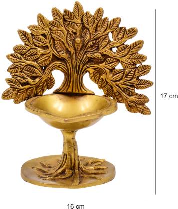 Kriti Life Premium Quality Brass Tree Design Diya for Puja, Temple, Decoration Oil Lamp Brass Table Diya  (Height: 17 inch)