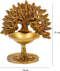 Kriti Life Premium Quality Brass Tree Design Diya for Puja, Temple, Decoration Oil Lamp Brass Table Diya  (Height: 17 inch)