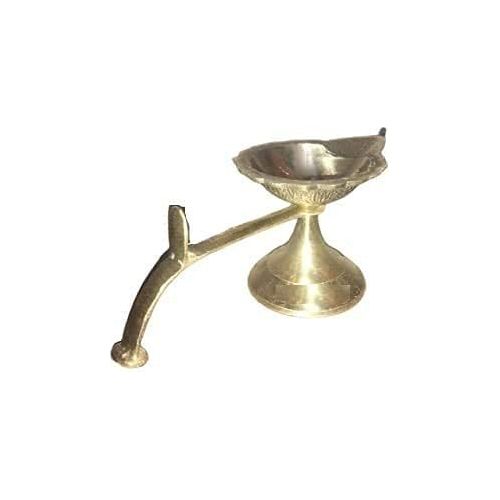 Brass Single Traditional Aarti Diya Arti Diya Oil Lamp Puja Deepak with Handle for Pooja 6 inch Length Traditional Aarti diya abcd -41