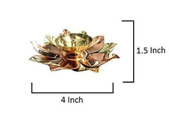 Qualmet Copper and Brass Lotus Shape Kamal Patti Akhand Diya for Home Decor, Festival, Puja Room