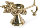 DARIDRA BHANJAN Five face Diya | Five face deepam | Five face Brass Diya | 5 face Diya for puja | 5 face Diya | panchmukhi aarti Diya 7 inch Big (Brass, Gold)
