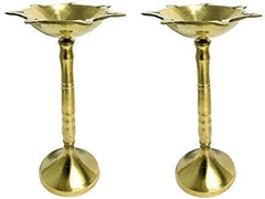 Click image to open expanded view      phareLamp Presents 2 Pcs Golden Brass Kuber Batti Standing Diya Dia Oil Lamp for Puja Decoration Lightning
