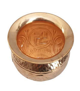 Moradabad Metal World Copper KumKum Lota/Sombu for Pooja with swastik & Om Design 900ML(10No.)
