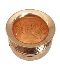 Moradabad Metal World Copper KumKum Lota/Sombu for Pooja with swastik & Om Design 900ML(10No.)