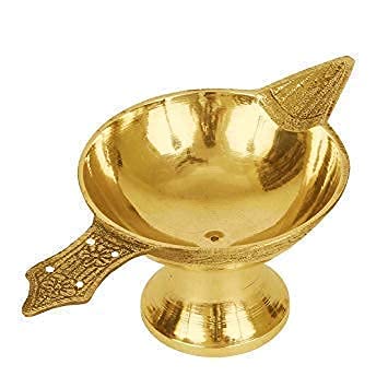 skd kanu Brass Diys Deepak Single | Camphor Loban Dhuni Oil Lamp Puja| Deepak Incense Burner Home décor Temples,Offices & Gifting Purpose (1 Arti Diya + batti Free)