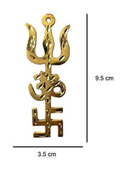 Shiv shakti Om Swastik Trishul Hanging Yantra 9.5x3.5 cm Trishakti Yantra for Door Hanging, Vehicle Hanging and Wall Hanging Yantra