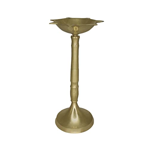 Om BhariPuri Brass Fancy Kerala Diya Oil Lamp Stand for Puja Home Decoration Items Temple Festival Gifts Puja Articles Decor (Height:- 3 Inch)