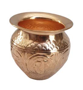 Moradabad Metal World Copper KumKum Lota/Sombu for Pooja with swastik & Om Design 900ML(10No.)