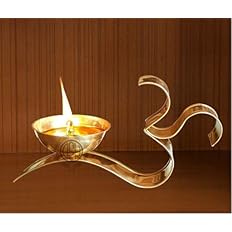 NATARAJ GALLERY Brass Om Shape Diya Oil Lamp for Pooja Room Arti Poojan Temple Home Decorative Item for Diwali Puja and Gift
