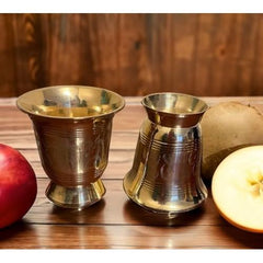 Pure Brass Engraved Glass for Water, sharbat, lassi, mocktail etc. Set of -2