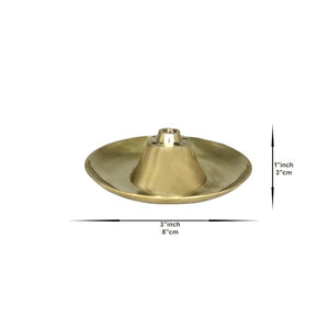Om BhariPuri Brass Agarbatti Incense Sticks Holder- Stand with Ash Catcher- for Mandir, Home, & Office Decoration (H x W:- 1 x 3 Inch, Weight:- 0.030)