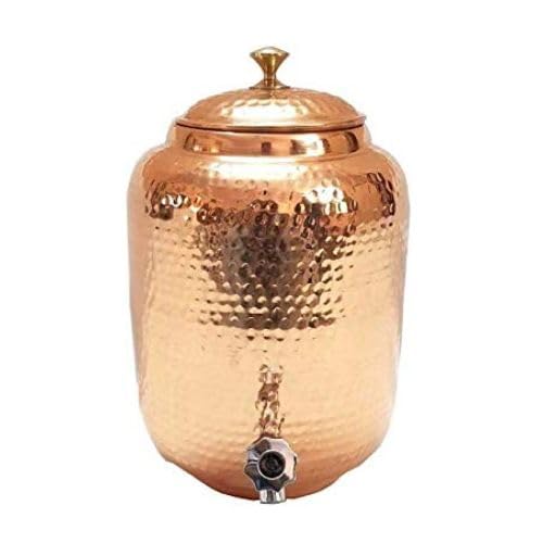 Sahi Hai 16 Litre Hammered Copper Water Dispenser (Matka) Container Pot with Pure Copper and Ayurvedic Health Benefits
