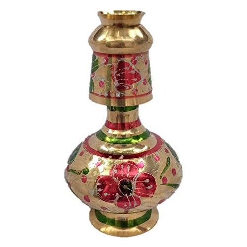 Mii Art Antique Mughal Design Brass Surahi and Glass for drink water use in kitchen(Size-Surahi-30Cm Glass-9Cm Large,3 lt) Pack of 1 Set.