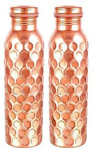 Aditya Shopping Pure Copper Luxury Daimond Bottle with Ayurvedic Benefits Yoga Bottle (Pack of 2)