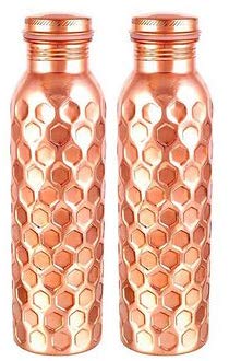 Aditya Shopping Pure Copper Luxury Daimond Bottle with Ayurvedic Benefits Yoga Bottle (Pack of 2)