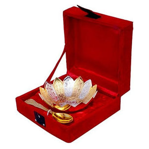 Vedika Art Brass Bowl with Spoon, 2-Piece, Service for 1, VDA_011