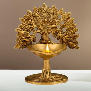 The Advitya Brass Diya for Puja|Pooja Deepak|Pooja Oil Lamp |Gifts | Diwali Decoration Items for Home Décor (Kalpvriksha Diya)