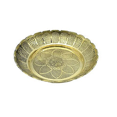 dalvkot Brass Pooja Thali Plate with Engraved Flower Design for Home Temple and Pooja Room