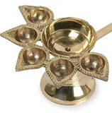 DARIDRA BHANJAN Five face Diya | Five face deepam | Five face Brass Diya | 5 face Diya for puja | 5 face Diya | panchmukhi aarti Diya 7 inch Big (Brass, Gold)