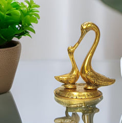 Purpledip Metal Statue Love Birds Swan Duck Pair: Feng Shui Symbolism of Love Romance (12195)