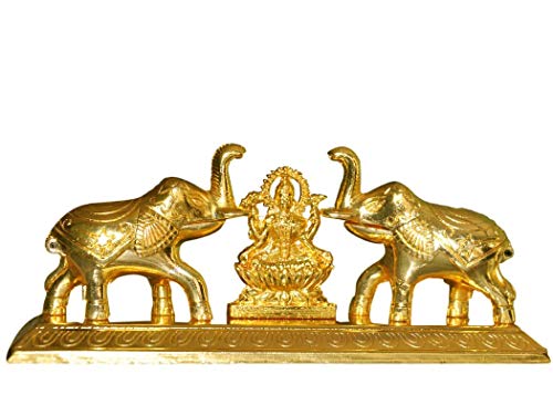 Vyomika Decor Roli Tikka haldi kumkum Double Holder in Metal Elephant Shaped with Laxmi Idol(Golden)