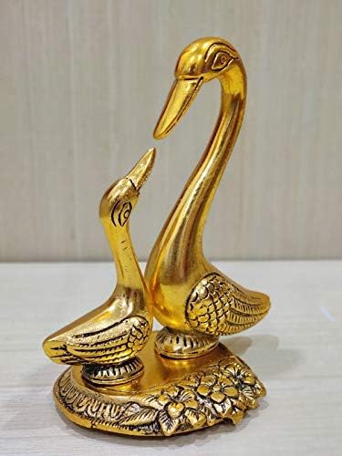 Gold Plated Handicraft Metal Kissing Duck Decorative Showpiece Figurine