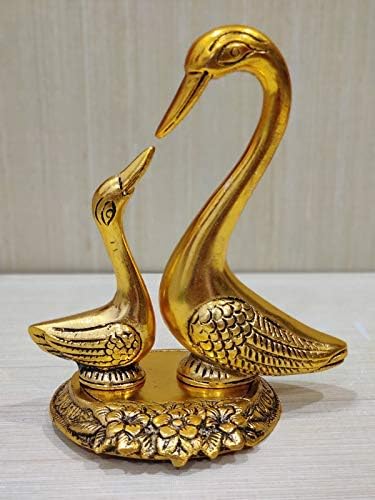Gold Plated Handicraft Metal Kissing Duck Decorative Showpiece Figurine