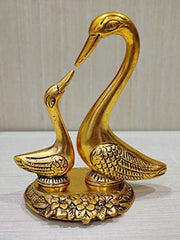 Gold Plated Handicraft Metal Kissing Duck Decorative Showpiece Figurine
