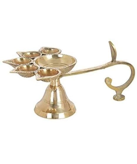 Pratap'S Brass(Pital) Panch Deep/Panch Mukhi Diya (No-1),Heigth-5cm