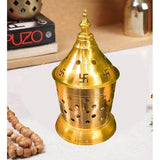 Solino Brass Akhand Jyoti Diya with Brass ‎Cylindrical Shaped Cover Divi Oil Lamp for Temple Spiritual Deepak.Size (Medium 8 L x 14 H)