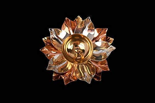 Qualmet Copper and Brass Lotus Shape Kamal Patti Akhand Diya for Home Decor, Festival, Puja Room