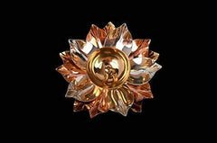 Qualmet Copper and Brass Lotus Shape Kamal Patti Akhand Diya for Home Decor, Festival, Puja Room