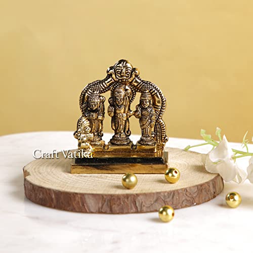 Collectible India Metal Lord Ram Darbar Idol Showpiece, 3.5 x 3 x 1.5 Inches, Golden