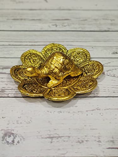 GiftNagri Feng Shui Tortoise Gold Plated Metal - Gold Tortoise for Good Luck Money - Best Gift for Career and New Office - Small, Home Decore Showpiece Item