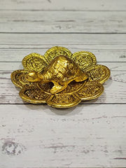 GiftNagri Feng Shui Tortoise Gold Plated Metal - Gold Tortoise for Good Luck Money - Best Gift for Career and New Office - Small, Home Decore Showpiece Item