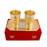 AC ANAND CRAFTS Silver and Gold Plated Brass Glass Set with Plate for Diwali Gift