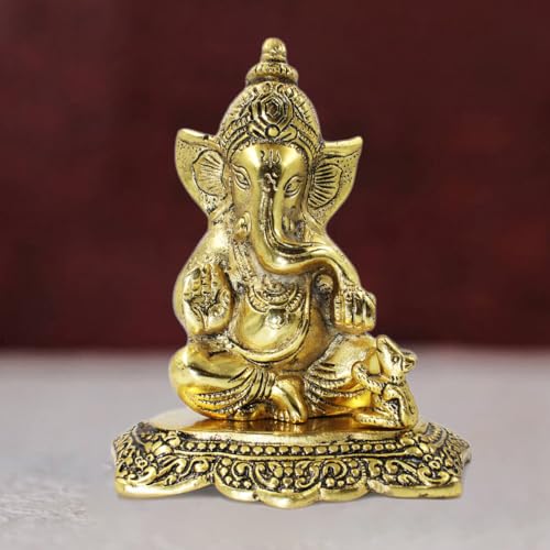 Purti Impex Set of 3 Metal Lord Ganesha Idols Statue Sitting for Pooja Room & Decor Your Home,Office,Religious Idol Gift Article,Showpiece Figunrines Pooja Puja