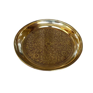 Craft World Pure Brass Deasgine Plate (L-6 Inch, Golden)