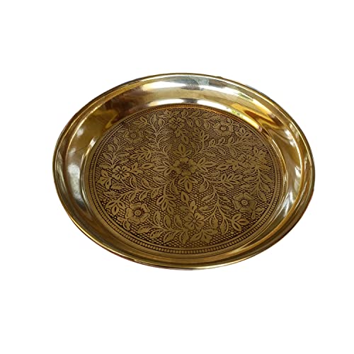 Craft World Pure Brass Deasgine Plate (L-6 Inch, Golden)
