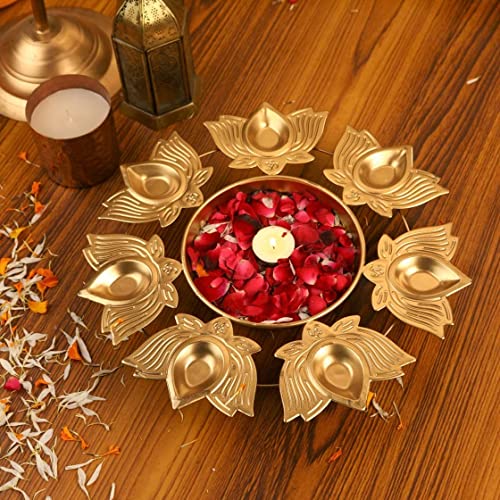 Urli Bowl Handcrafted (12 Inch) Kamal Diya Urli Bowl for Floating Flowers and T- Light Candles Diwali Home Decor Decoration Item.