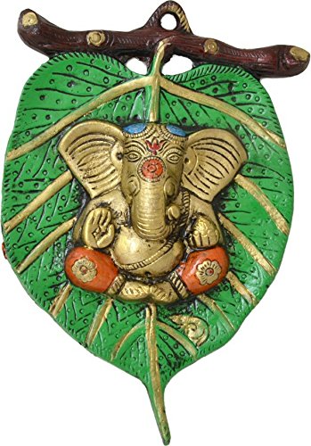 BrassDaddy Lord Ganesha on Green Leaf