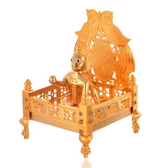 Piepot Gold Plated Metal God Singhasan of Laddoo Gopal for Pooja Mandir (Gold, 12x17cm)