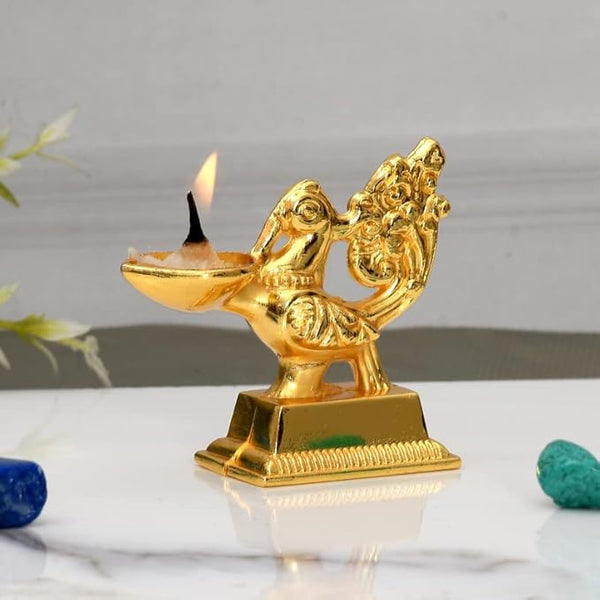 JAIPUR ACE Brass Peacock Table Diya, Peapcock Design Diya/Deepak for Home Pooja Puja Mandir Temple Decor
