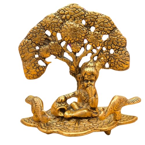 Aluminium Laddu Gopal Statue, 12x9x12 cm, Golden Antique Finish, for Home/Office Decor