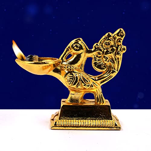 Karauli Collection Brass Peacock Bird Diya, Peapcock Design Diya/Deepak/Table for Home Pooja Puja Mandir Temple Decor (15 Pcs)
