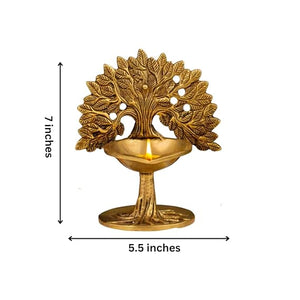 The Advitya Brass Diya for Puja|Pooja Deepak|Pooja Oil Lamp |Gifts | Diwali Decoration Items for Home Décor (Kalpvriksha Diya)