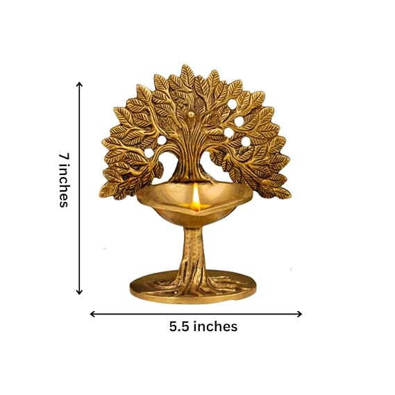 The Advitya Brass Diya for Puja|Pooja Deepak|Pooja Oil Lamp |Gifts | Diwali Decoration Items for Home Décor (Kalpvriksha Diya)