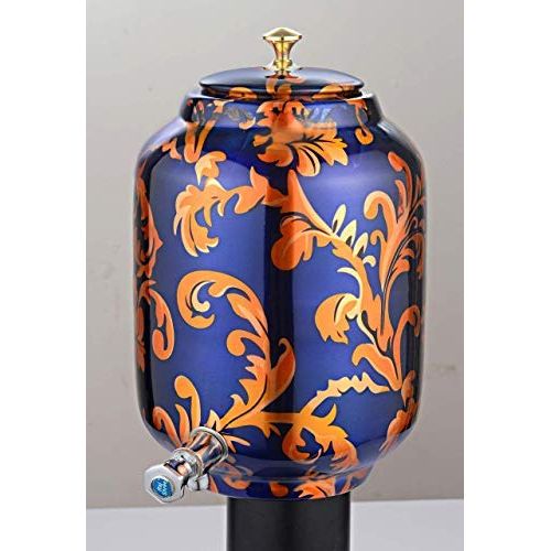 Copper-Master 11 Litre Printed Copper Water Dispenser (Pot/Matka) Container Pot with 100% Pure Copper and Ayurvedic Health Benefits (11000 ml)